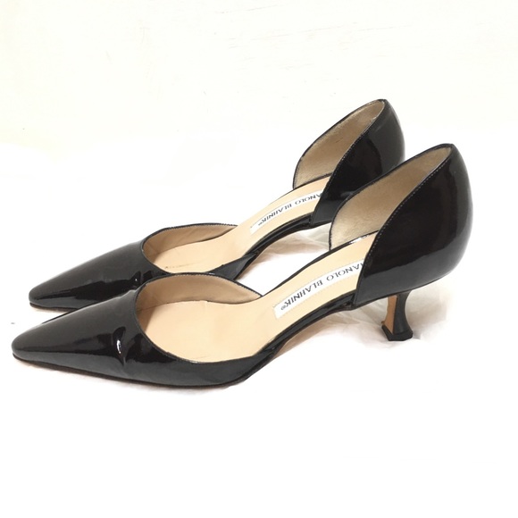Manolo Blahnik Shoes - MANOLO BLAHNIK DARK BROWN KITTEN HEEL PUMPS